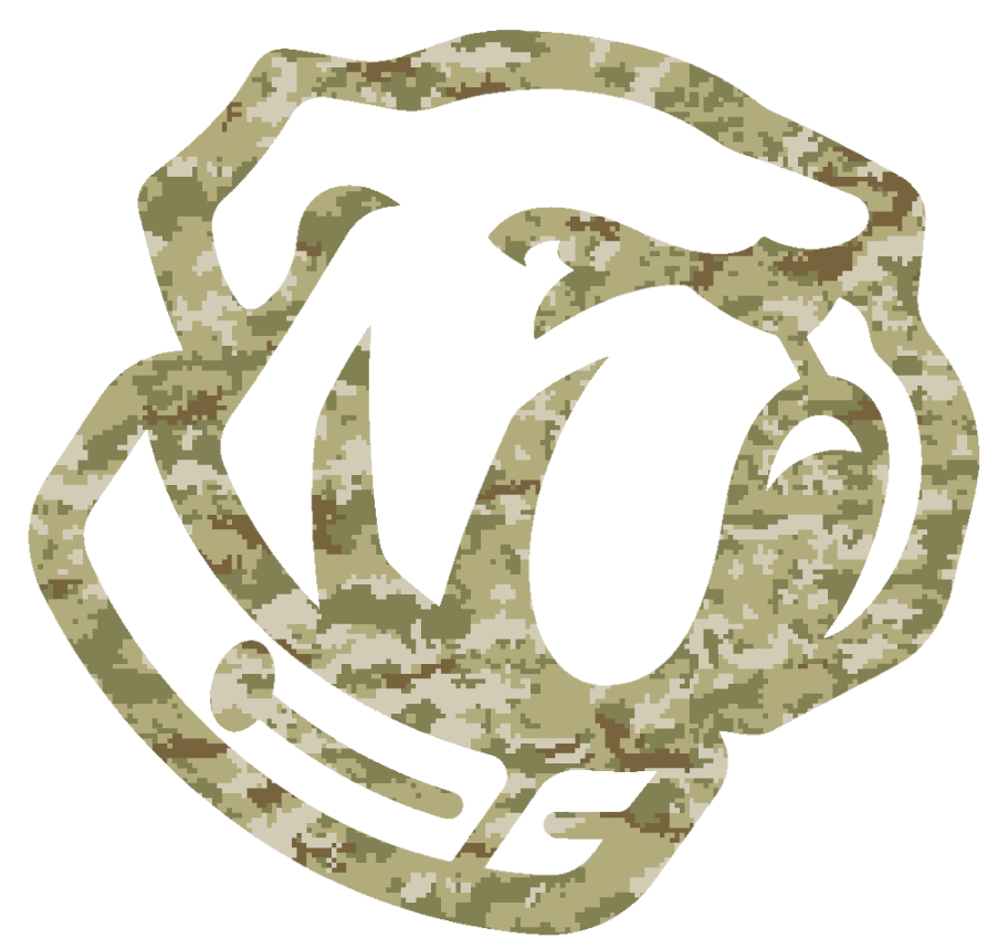 The Citadel Bulldogs Mascot Logo Salute to Service Camouflage Camo Vinyl Decal PICK SIZE