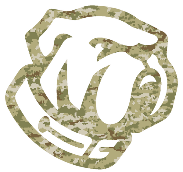 The Citadel Bulldogs Mascot Logo Salute to Service Camouflage Camo Vinyl Decal PICK SIZE