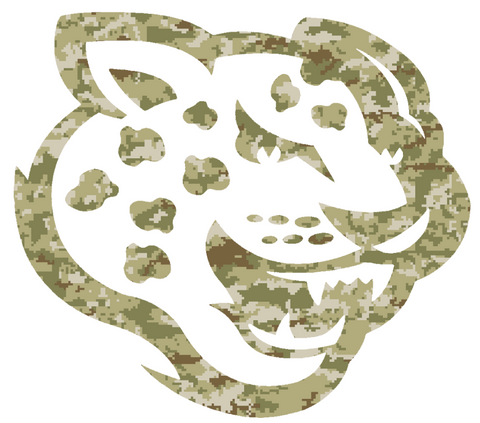 Southern Jaguars Mascot Logo Salute to Service Camouflage Camo Vinyl Decal PICK SIZE