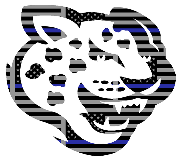 Southern Jaguars Mascot Logo Thin Blue Line American Flag Premium DieCut Vinyl Decal PICK SIZE