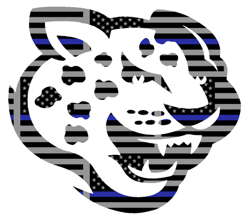 Southern Jaguars Mascot Logo Thin Blue Line American Flag Premium DieCut Vinyl Decal PICK SIZE