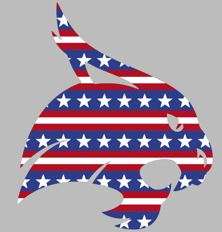 Texas State Bobcats Team Logo Stars & Stripes USA American Flag Vinyl Decal PICK SIZE