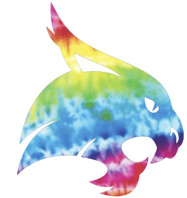 Texas State Bobcats Team Logo Crucial Catch Cancer Tie Dye Vinyl Decal PICK SIZE