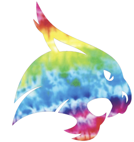 Texas State Bobcats Team Logo Crucial Catch Cancer Tie Dye Vinyl Decal PICK SIZE