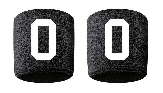 Custom Number Black w/ White Sweatband Wristband Embroidered Stitched Football Baseball Soccer Softball Basketball Lacrosse