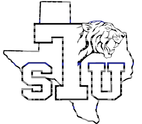 Texas Southern Tigers Team Logo Thin Blue Line American Flag Premium DieCut Vinyl Decal PICK SIZE