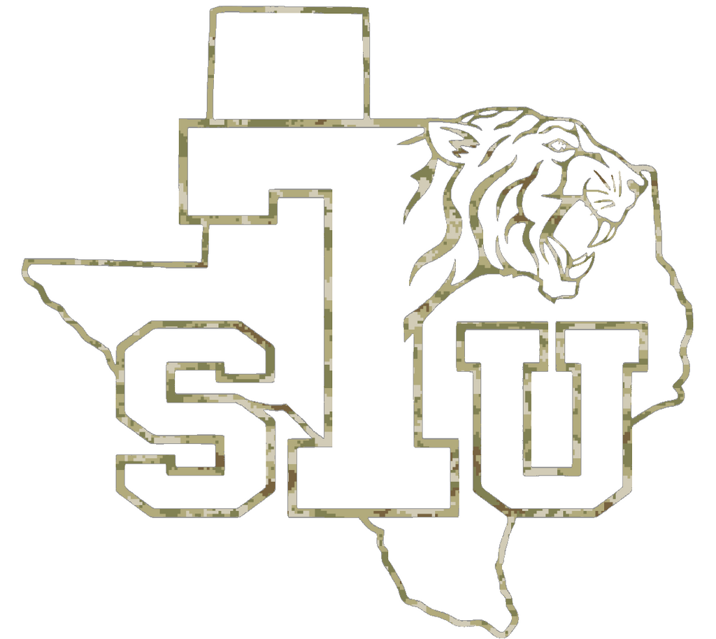 Texas Southern Tigers Team Logo Salute to Service Camouflage Camo Vinyl Decal PICK SIZE