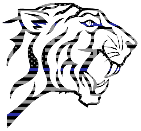 Texas Southern Tigers Mascot Logo Thin Blue Line American Flag Premium DieCut Vinyl Decal PICK SIZE