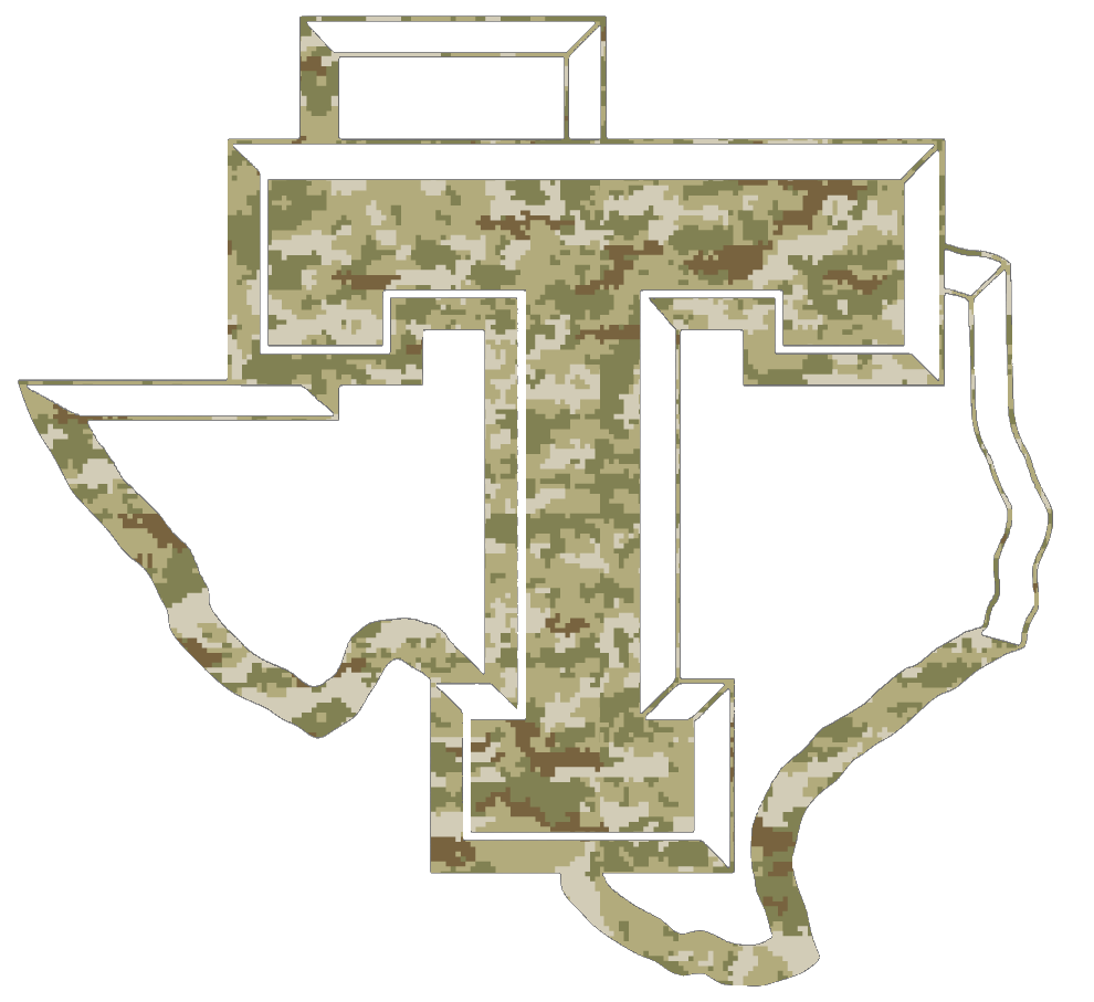 Tarleton Texans Team Logo Salute to Service Camouflage Camo Vinyl Decal PICK SIZE