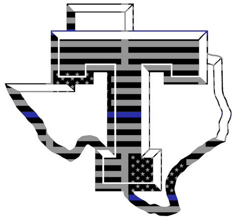 Tarleton Texans Team Logo Thin Blue Line American Flag Premium DieCut Vinyl Decal PICK SIZE