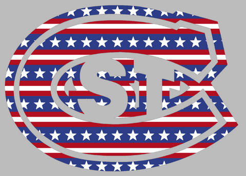 St Cloud State Huskies Team Logo Stars & Stripes USA American Flag Vinyl Decal PICK SIZE