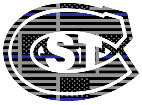 St Cloud State Huskies Team Logo Thin Blue Line American Flag Premium DieCut Vinyl Decal PICK SIZE
