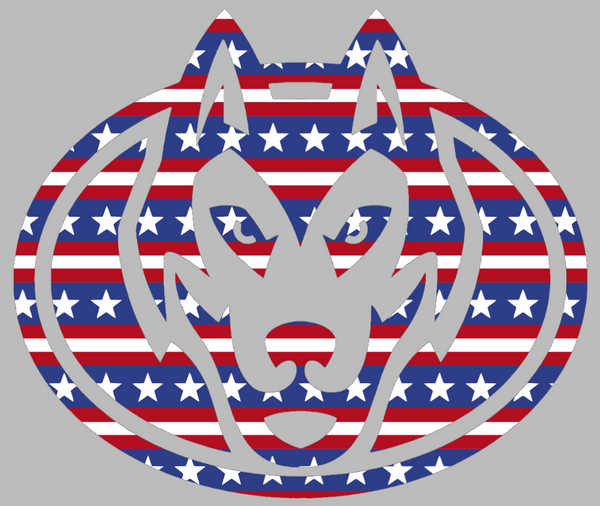 St Cloud State Huskies Mascot Logo Stars & Stripes USA American Flag Vinyl Decal PICK SIZE