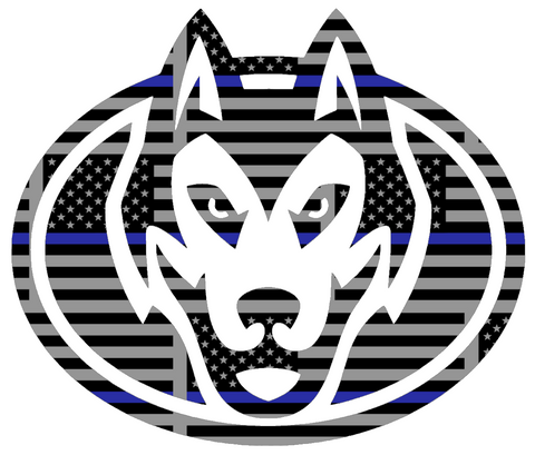 St Cloud State Huskies Mascot Logo Thin Blue Line American Flag Premium DieCut Vinyl Decal PICK SIZE