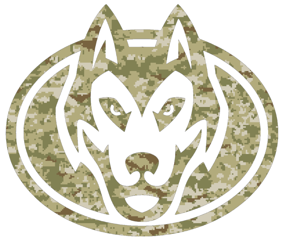 St Cloud State Huskies Mascot Logo Salute to Service Camouflage Camo Vinyl Decal PICK SIZE