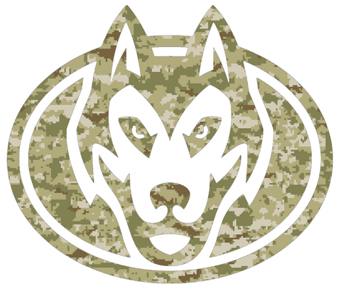 St Cloud State Huskies Mascot Logo Salute to Service Camouflage Camo Vinyl Decal PICK SIZE