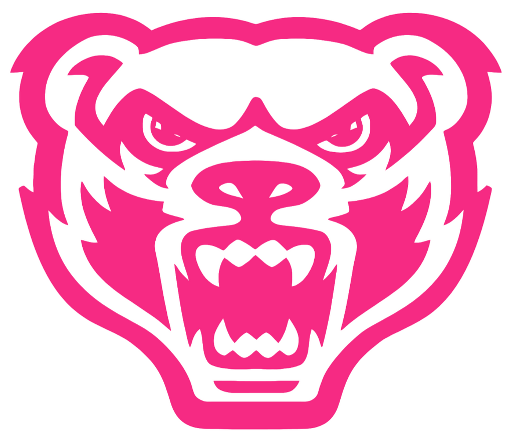 Oakland Golden Grizzlies HOT PINK Team Logo Premium DieCut Vinyl Decal PICK SIZE