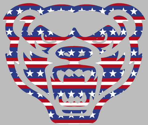 Oakland Golden Grizzlies Team Logo Stars & Stripes USA American Flag Vinyl Decal PICK SIZE