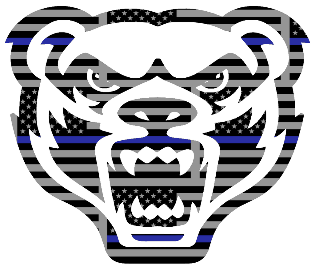 Oakland Golden Grizzlies Team Logo Thin Blue Line American Flag Premium DieCut Vinyl Decal PICK SIZE