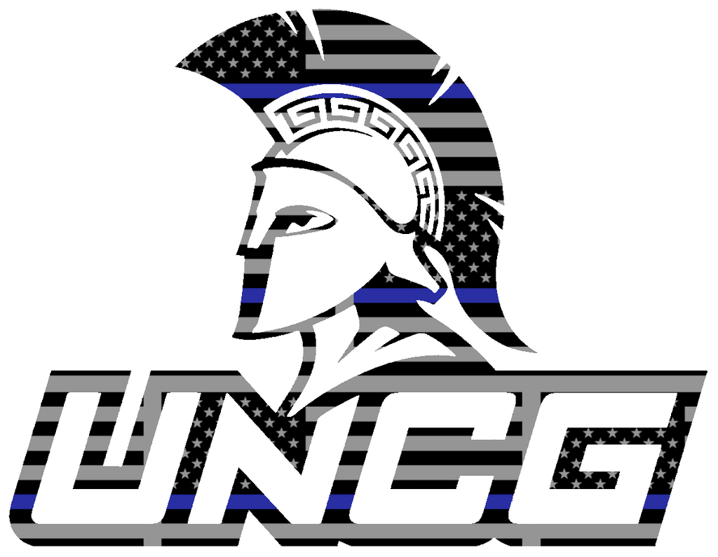 NC Greensboro Spartans Team Logo Thin Blue Line American Flag Premium DieCut Vinyl Decal PICK SIZE