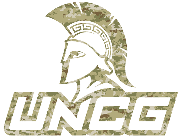 NC Greensboro Spartans Team Logo Salute to Service Camouflage Camo Vinyl Decal PICK SIZE
