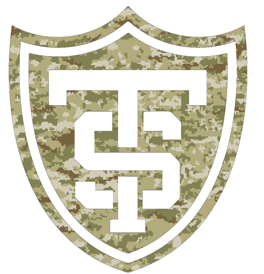 St Thomas Tommies Team Logo Salute to Service Camouflage Camo Vinyl Decal PICK SIZE