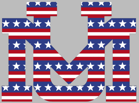 Montana Grizzlies UM Logo Stars & Stripes USA American Flag Vinyl Decal PICK SIZE