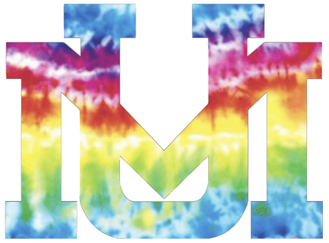 Montana Grizzlies UM Logo Crucial Catch Cancer Tie Dye Vinyl Decal PICK SIZE