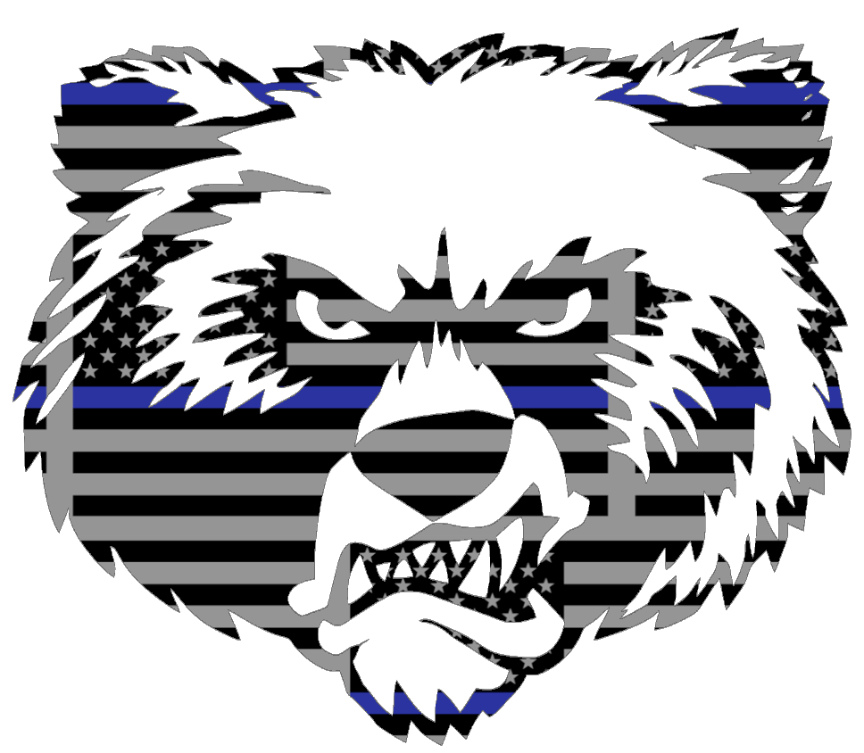 Montana Grizzlies Mascot Logo Thin Blue Line American Flag Premium DieCut Vinyl Decal PICK SIZE