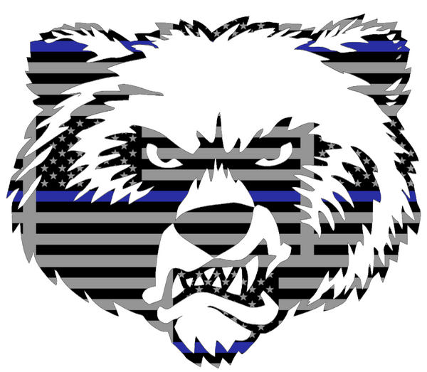 Montana Grizzlies Mascot Logo Thin Blue Line American Flag Premium DieCut Vinyl Decal PICK SIZE