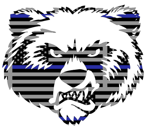 Montana Grizzlies Mascot Logo Thin Blue Line American Flag Premium DieCut Vinyl Decal PICK SIZE