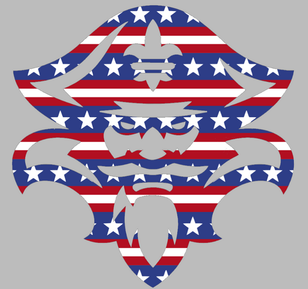 New Orleans Privateers Team Logo Stars & Stripes USA American Flag Vinyl Decal PICK SIZE