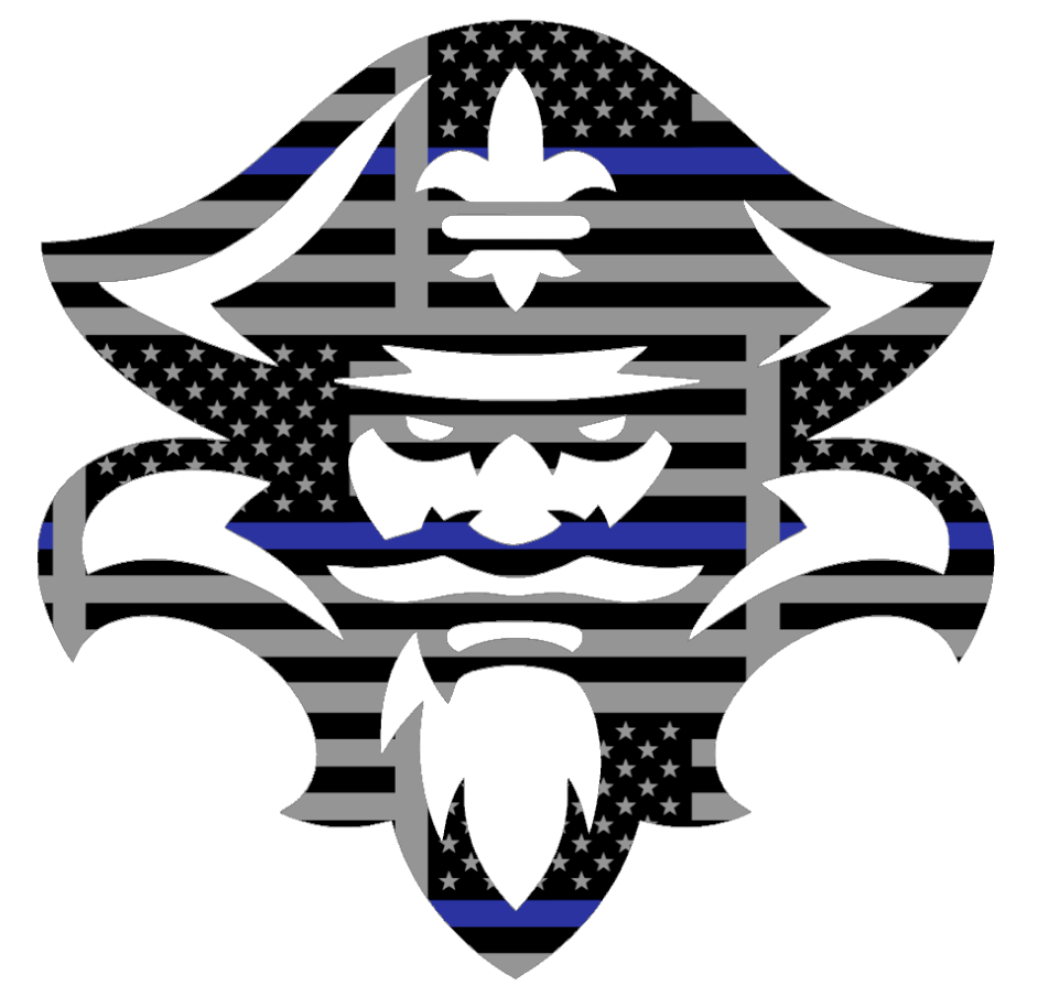 New Orleans Privateers Team Logo Thin Blue Line American Flag Premium DieCut Vinyl Decal PICK SIZE