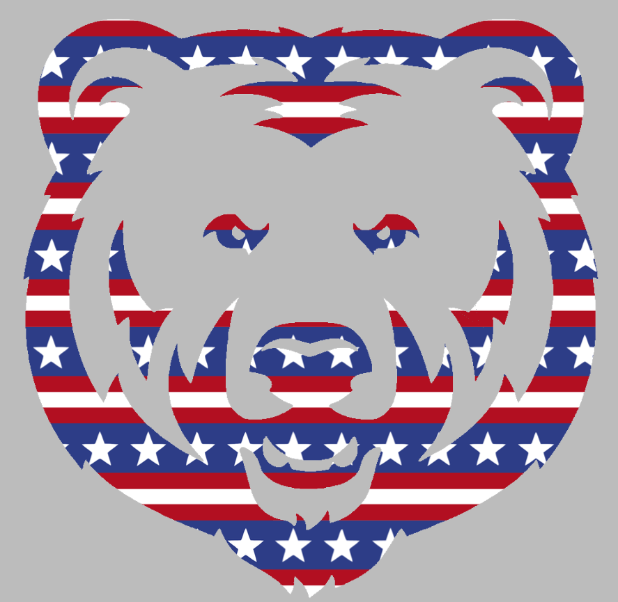 Northern Colorado Bears Mascot Logo Stars & Stripes USA American Flag Vinyl Decal PICK SIZE