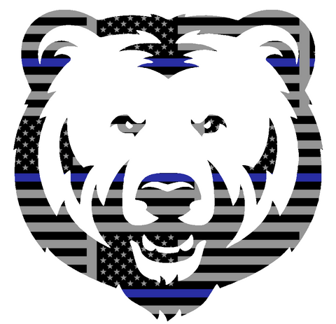 Northern Colorado Bears Mascot Logo Thin Blue Line American Flag Premium DieCut Vinyl Decal PICK SIZE