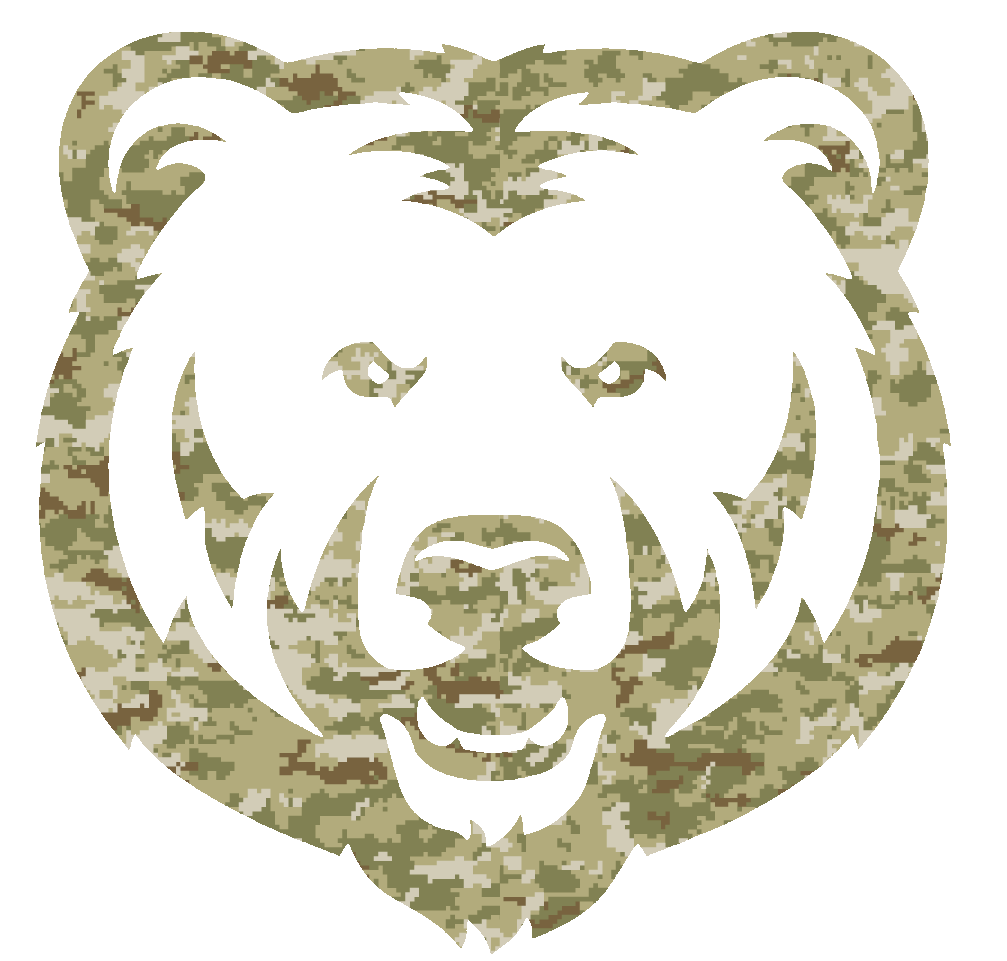 Northern Colorado Bears Mascot Logo Salute to Service Camouflage Camo Vinyl Decal PICK SIZE