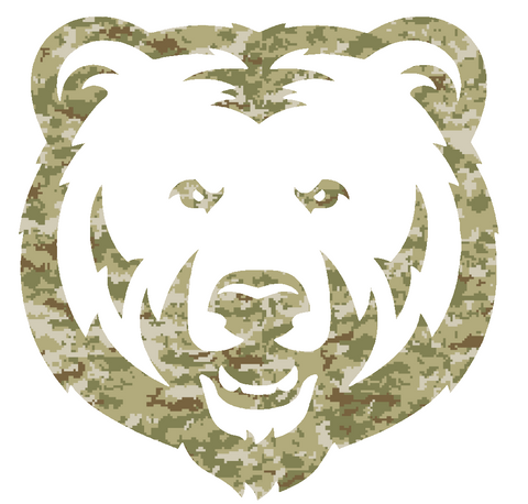 Northern Colorado Bears Mascot Logo Salute to Service Camouflage Camo Vinyl Decal PICK SIZE