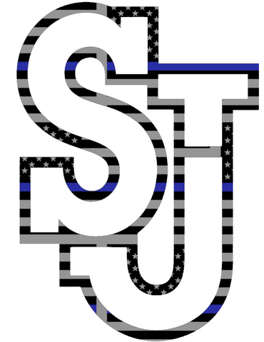St Johns Red Storm Team Logo Thin Blue Line American Flag Premium DieCut Vinyl Decal PICK SIZE