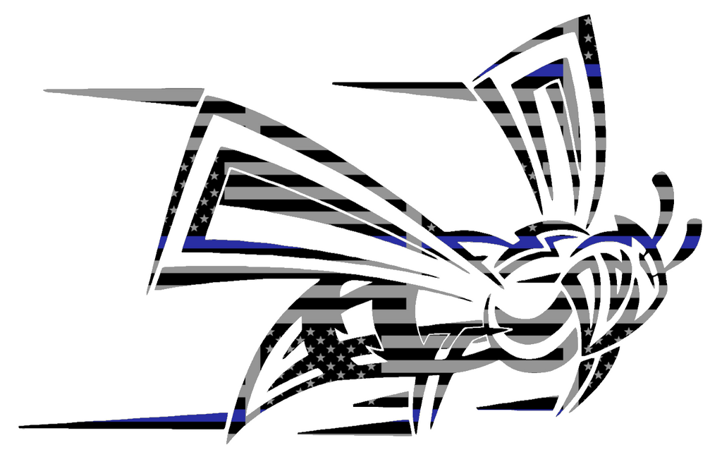 Sacramento State Hornets Mascot Logo Thin Blue Line American Flag Premium DieCut Vinyl Decal PICK SIZE