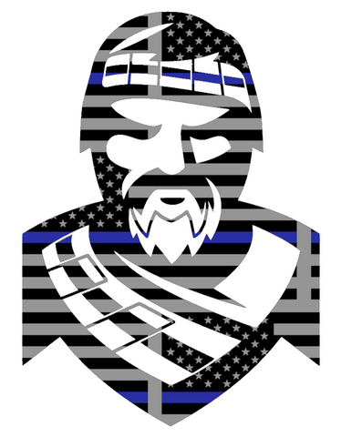 Radford Highlanders Mascot Logo Thin Blue Line American Flag Premium DieCut Vinyl Decal PICK SIZE