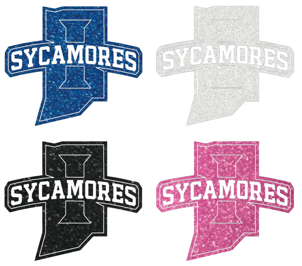 Indiana State Sycamores Metallic Sparkle Team Logo Premium DieCut Vinyl Decal PICK COLOR & SIZE