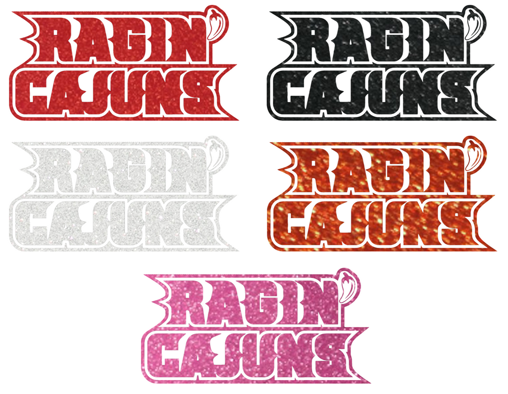 Louisiana Rajin Cajuns Metallic Sparkle Team Logo Premium DieCut Vinyl Decal PICK COLOR & SIZE