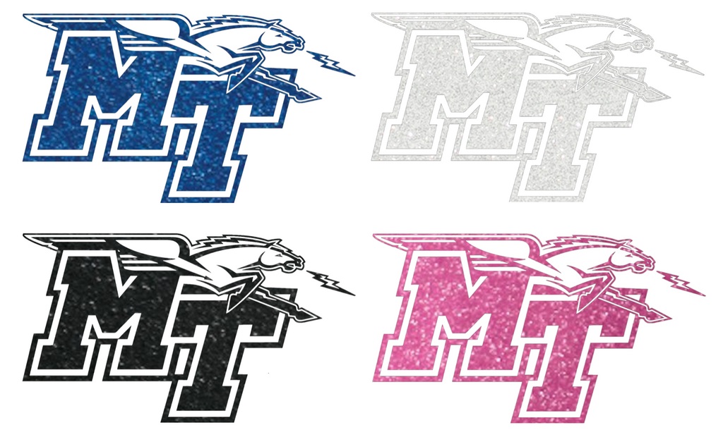 Middle Tennessee Blue Raiders Metallic Sparkle Team Logo Premium DieCut Vinyl Decal PICK COLOR & SIZE