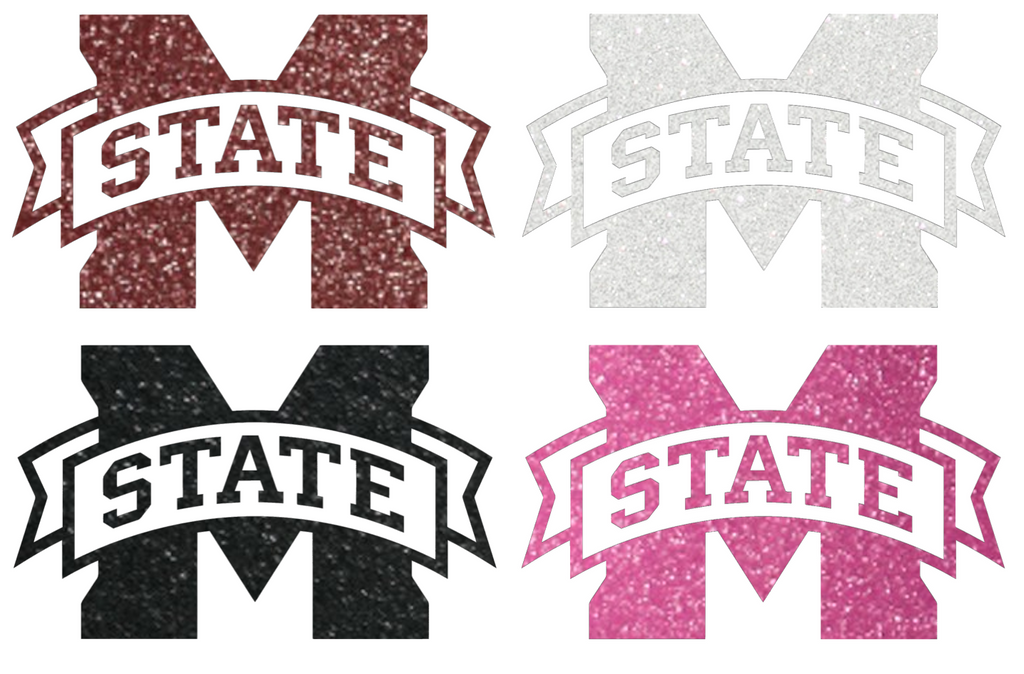 Mississippi State Bulldogs Metallic Sparkle Retro Logo Premium DieCut Vinyl Decal PICK COLOR & SIZE