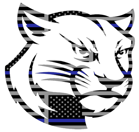 SIU Edwardsville Cougars Team Logo Thin Blue Line American Flag Premium DieCut Vinyl Decal PICK SIZE