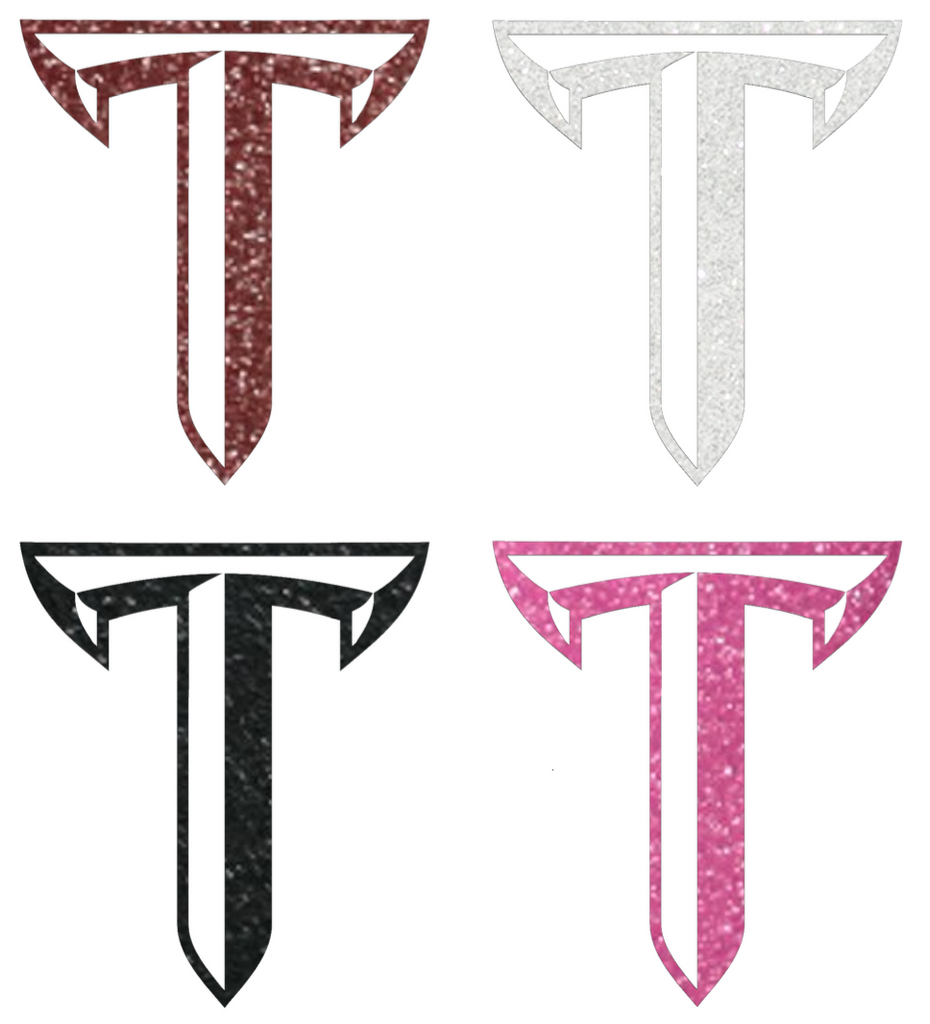 Troy Trojans Metallic Sparkle Team Logo Premium DieCut Vinyl Decal PICK COLOR & SIZE