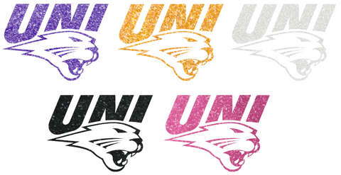 Northern Iowa Panthers Metallic Sparkle Team Logo Premium DieCut Vinyl Decal PICK COLOR & SIZE