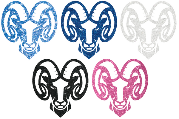 Rhode Island Rams Metallic Sparkle Mascot Logo Premium DieCut Vinyl Decal PICK COLOR & SIZE