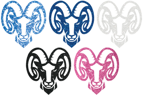 Rhode Island Rams Metallic Sparkle Mascot Logo Premium DieCut Vinyl Decal PICK COLOR & SIZE