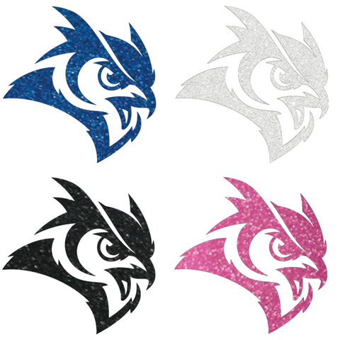 Rice Owls Metallic Sparkle Mascot Logo Premium DieCut Vinyl Decal PICK COLOR & SIZE